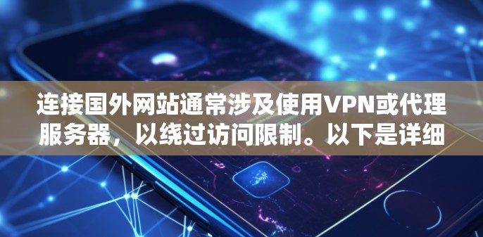 连接国外网站通常涉及使用VPN或代理服务器，以绕过访问限制。以下是详细的步骤指南